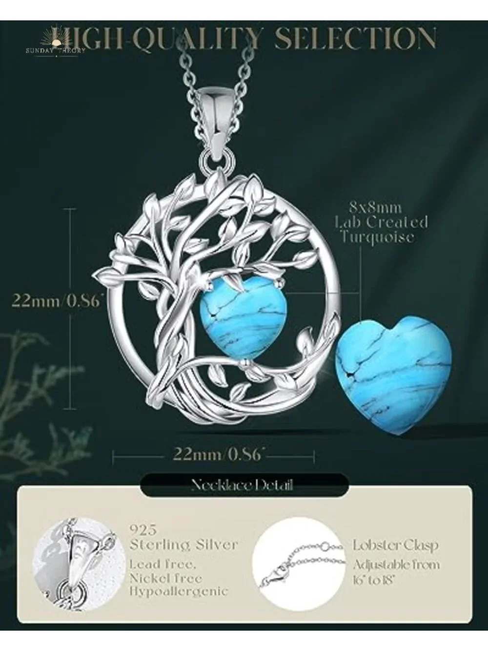 Sterling Silver Tree of Life Birthstone Pendant Necklace